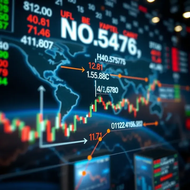 Diagram illustrating the flow of currency exchange rates on global financial markets
