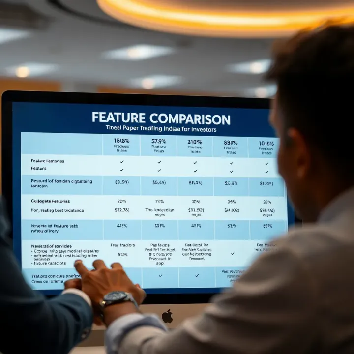Comparison chart showing features of various paper trading applications for investors