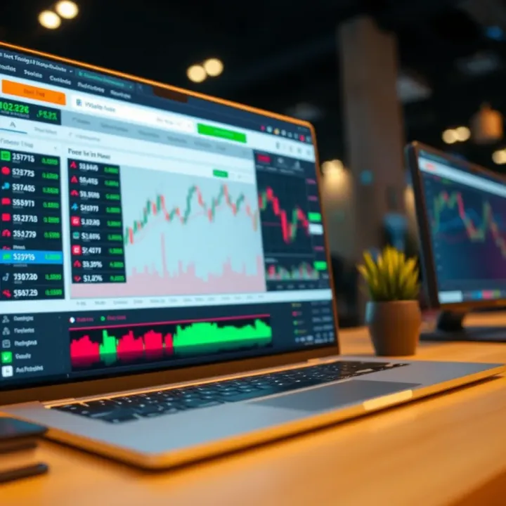 Online Trading Platform Featuring Forex Broker Selection and Market Analytics Secure online trading platform interface showing forex broker options and analytics