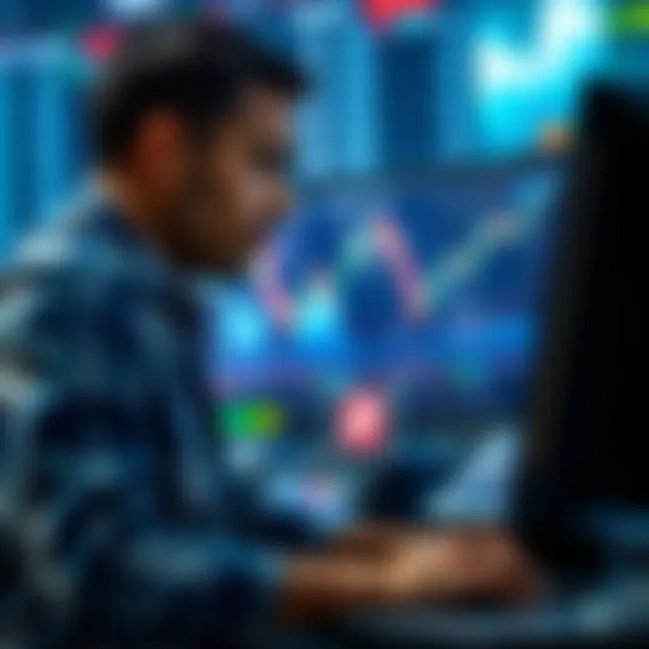 Illustration of a trader analyzing multiple financial graphs with Indian Rupee symbol