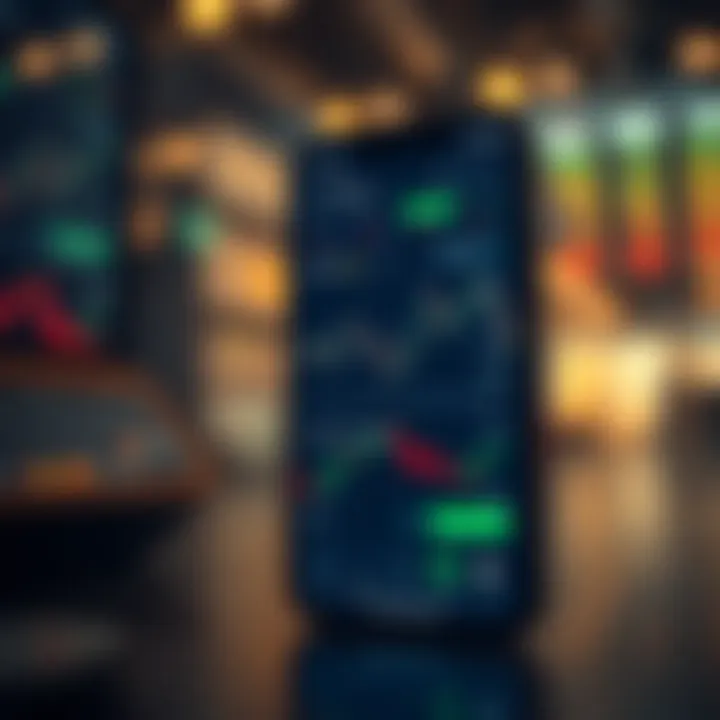 Interface of a mobile app displaying real-time options trading charts and market data