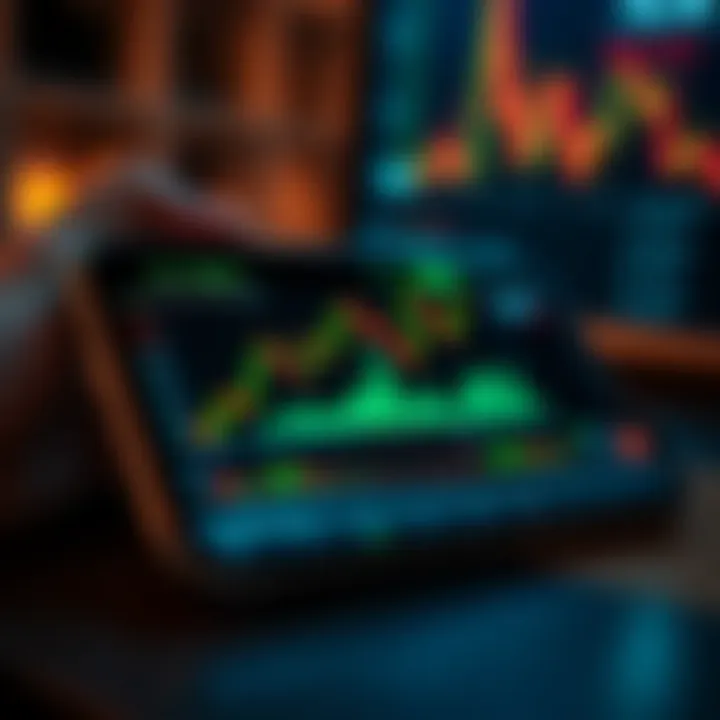 Graph and analytics display on a mobile device illustrating oil price trends and trading insights