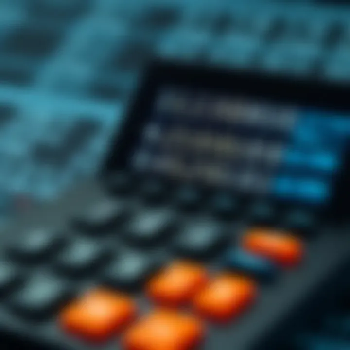 Illustration of a digital calculator displaying binary operation symbols and operands on screen