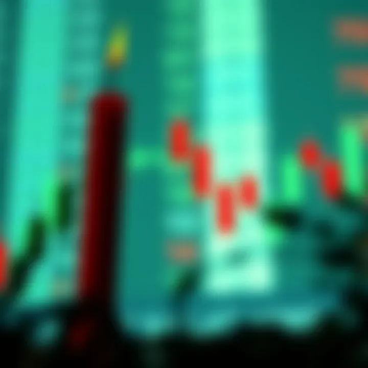 Illustration of a bullish engulfing candlestick pattern showing a smaller red candle followed by a larger green candle indicating potential upward price movement