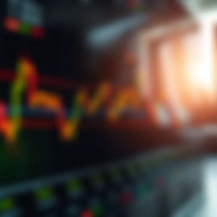Forex trading chart showing currency pair fluctuations and market trends