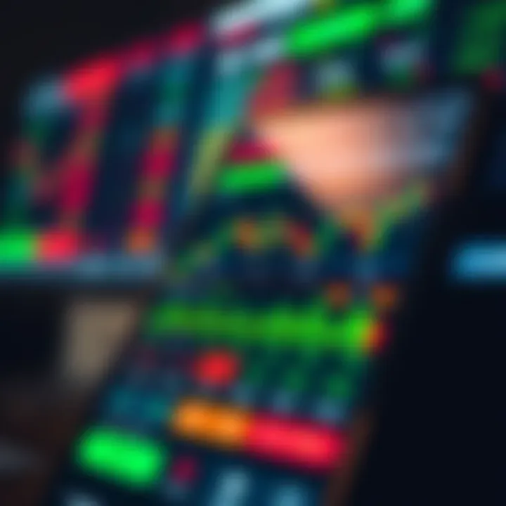 User interface of a trading app displaying stock charts and market data