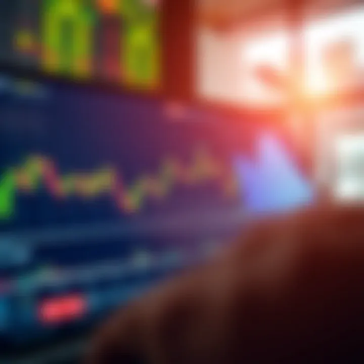 Graph showing simulated stock market trading performance on a digital platform