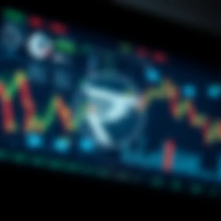 Digital Financial Graphics Representing Stock Market in India Illustration of Indian rupee symbol with digital financial graphics and stock market icons