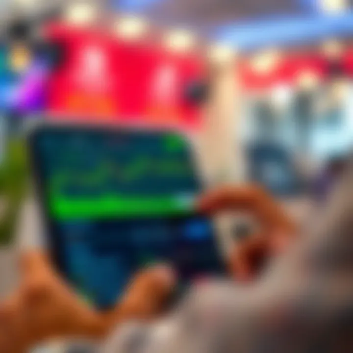 User interacting with a mobile trading app showcasing low brokerage fees and stock options