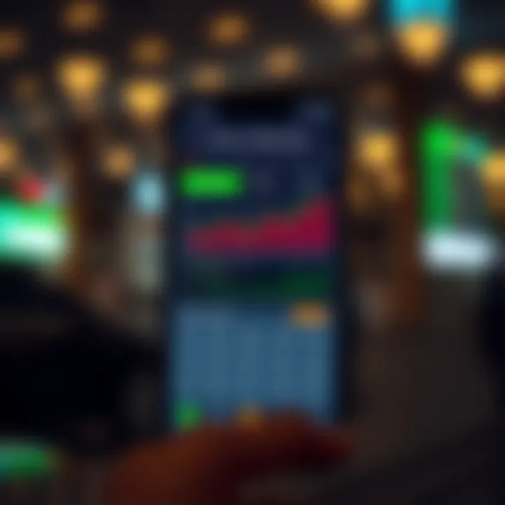 Mobile screen showing a user-friendly money trading application interface with charts and investment options