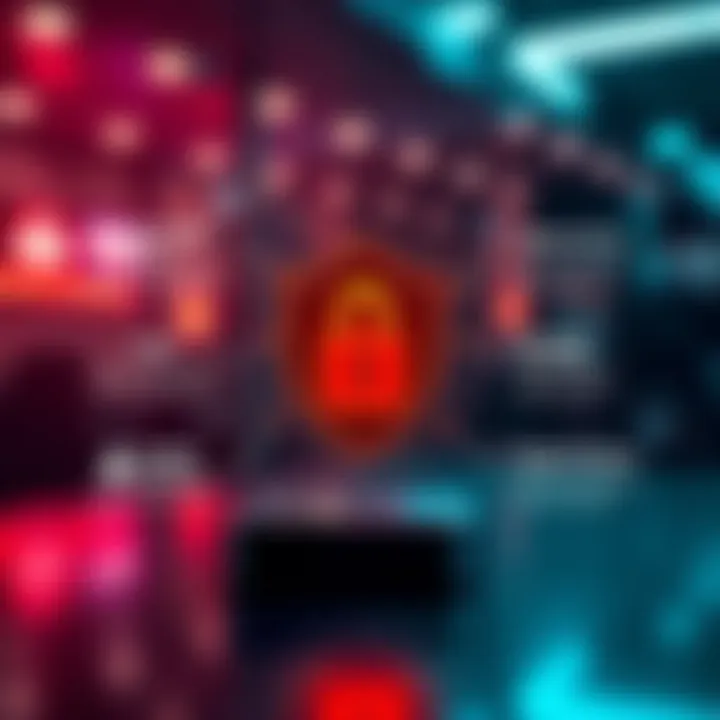 Graphic illustrating secure login and data protection features for a digital trading platform