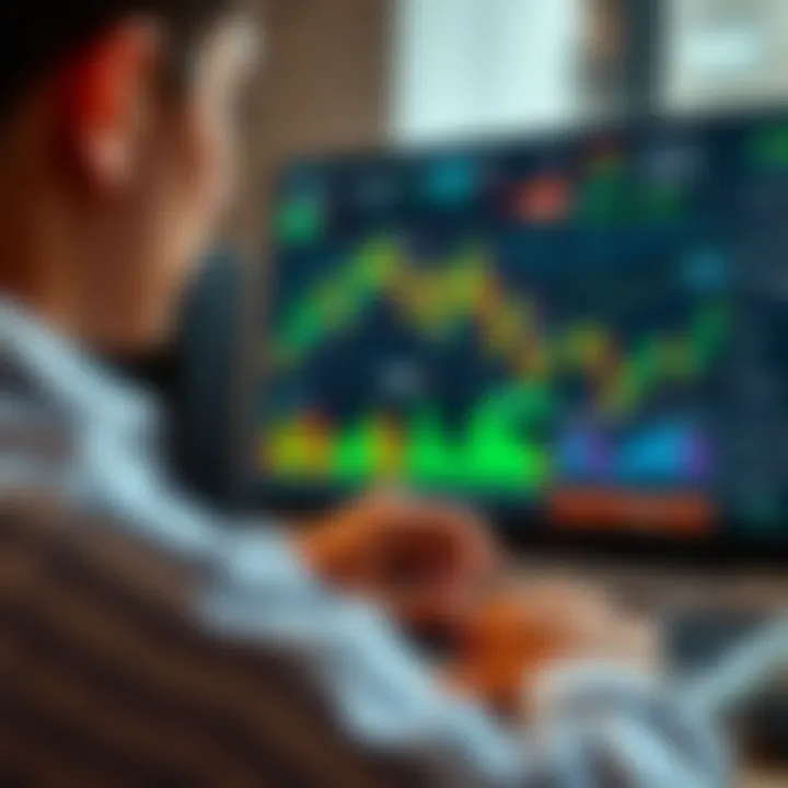 Comparing Features of Leading Paper Trading Websites User interacting with virtual trading dashboard featuring graphs and portfolio statistics