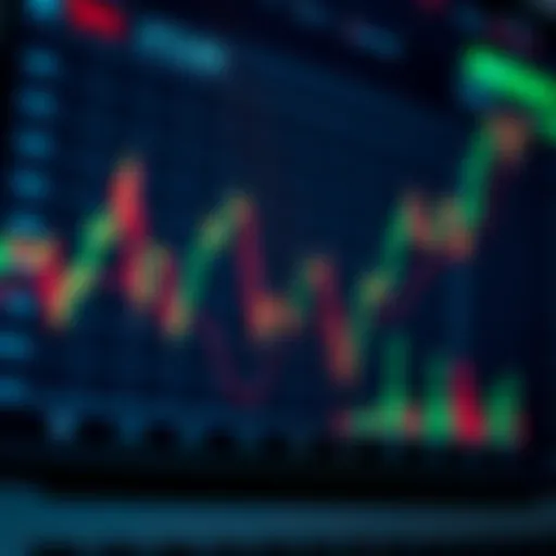 Graph showing currency exchange rates fluctuating over time