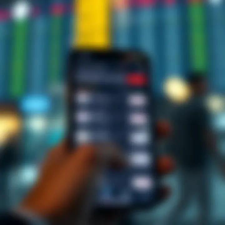 User interface showing features of a top online share trading app in India on a smartphone screen