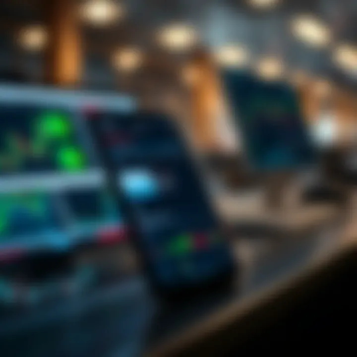 Comprehensive Trading Dashboard on Mobile Platform Mobile device displaying a comprehensive trading dashboard highlighting key features and analytics