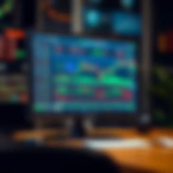 Computer screen displaying stock market charts and trading interface for practice trading