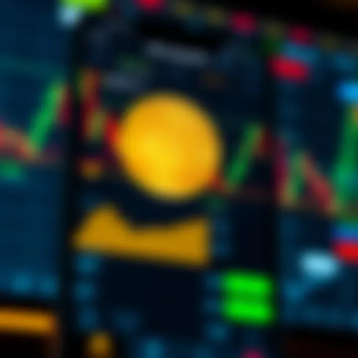 User interface of a bitcoin trading app showing market charts and trading options
