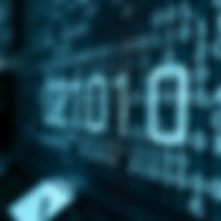 Illustration showing binary digits transforming into English letters