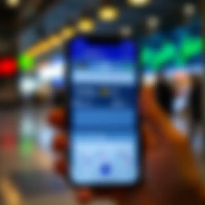 Mobile phone displaying a trading app interface with charts and low investment options