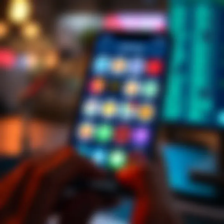 Mobile device screen showcasing various trading app icons popular in India