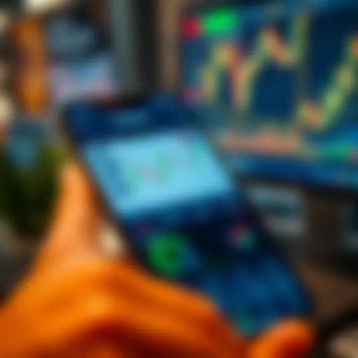 User interface of a trading application showing real-time stock charts and portfolio overview on a smartphone