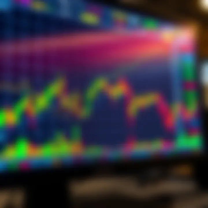 Digital screen displaying forex trading charts and currency exchange rates