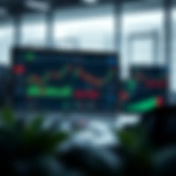 Illustration of a computer screen showing an online options trading course interface with charts and educational content