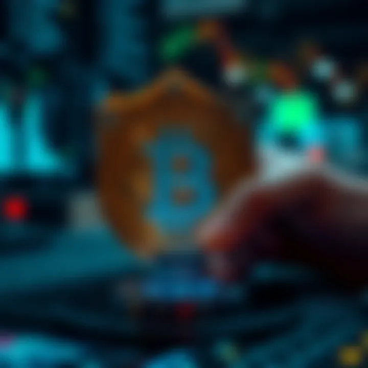 Security Features in Bitcoin Trading Apps for Safe Transactions Secure digital transaction with bitcoin symbol and shield representing protection