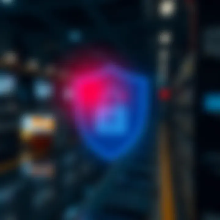 Security Features Ensuring Safe Trading on Low Investment Apps Secure shield icon with digital lock representing safety features in trading applications