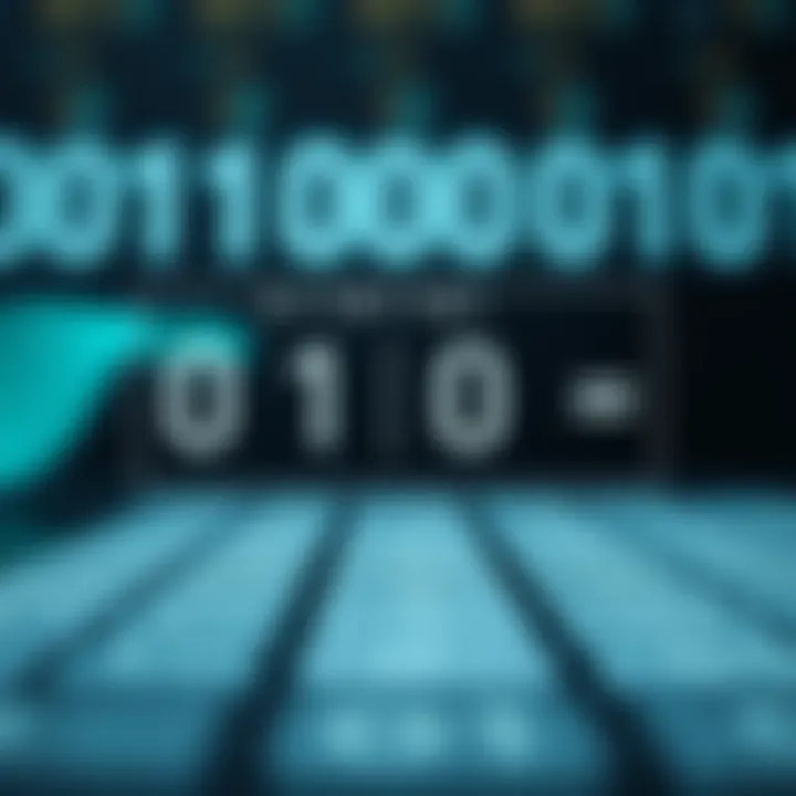 Diagram illustrating binary digits with addition and subtraction symbols in a digital context