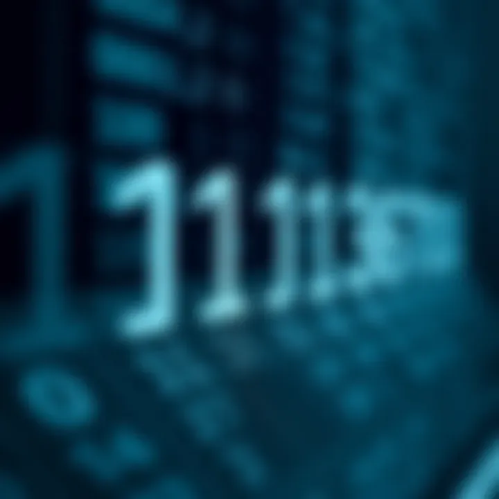Diagram showing binary digits representing a decimal number with labeled binary places