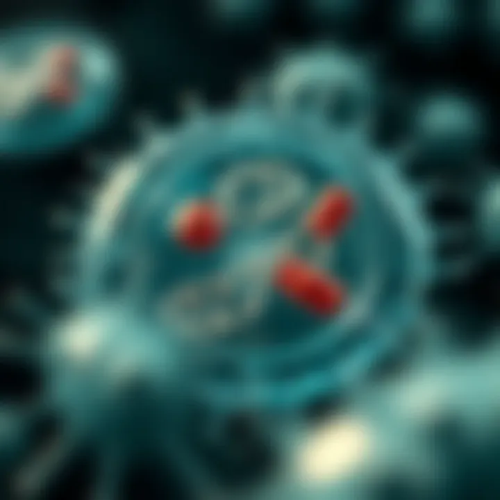 Diagram showing the stages of binary fission in a bacterial cell with clear division of genetic material