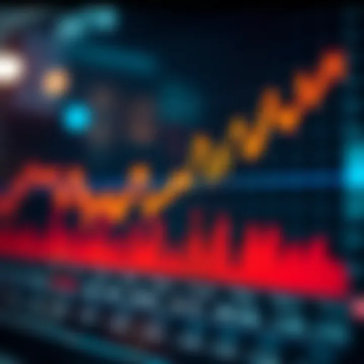 Graph showing currency exchange rates fluctuating over time