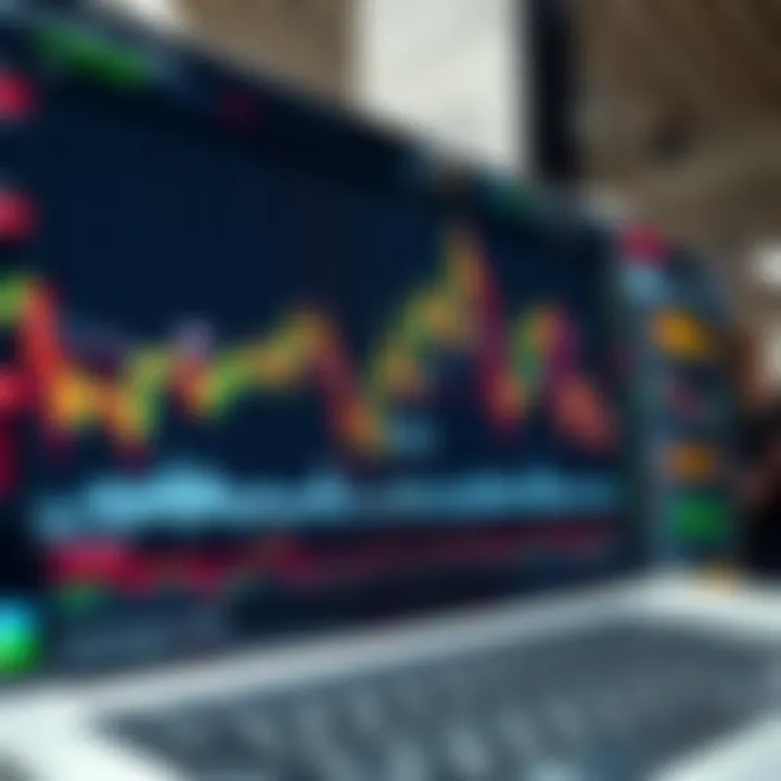 Graph showing currency exchange rate fluctuations on a digital trading platform