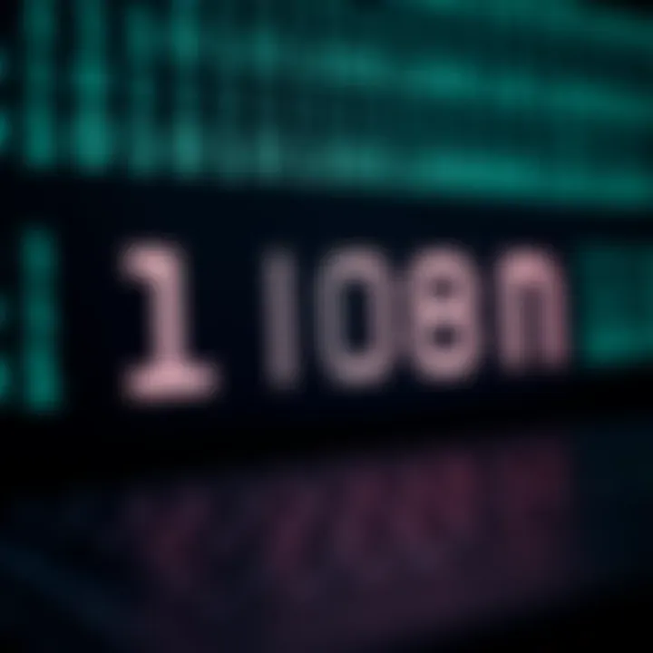 Visual representation of digital text displayed as binary code on a screen