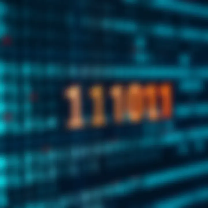 Illustration showing binary digits on a digital screen representing basic binary number concepts