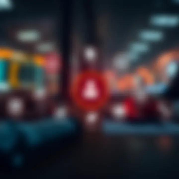 Conceptual graphic showing digital technology and regulatory compliance icons related to trading apps