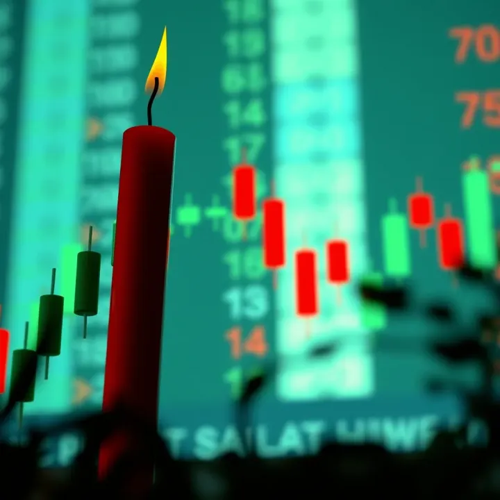 Illustration of a bullish engulfing candlestick pattern showing a smaller red candle followed by a larger green candle indicating potential upward price movement