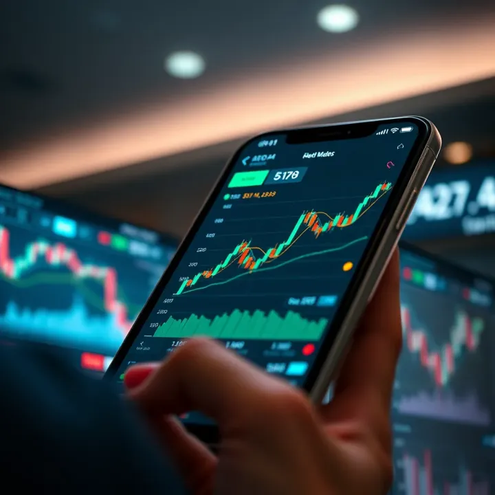 Digital interface showing charts and options trading data on a mobile app screen