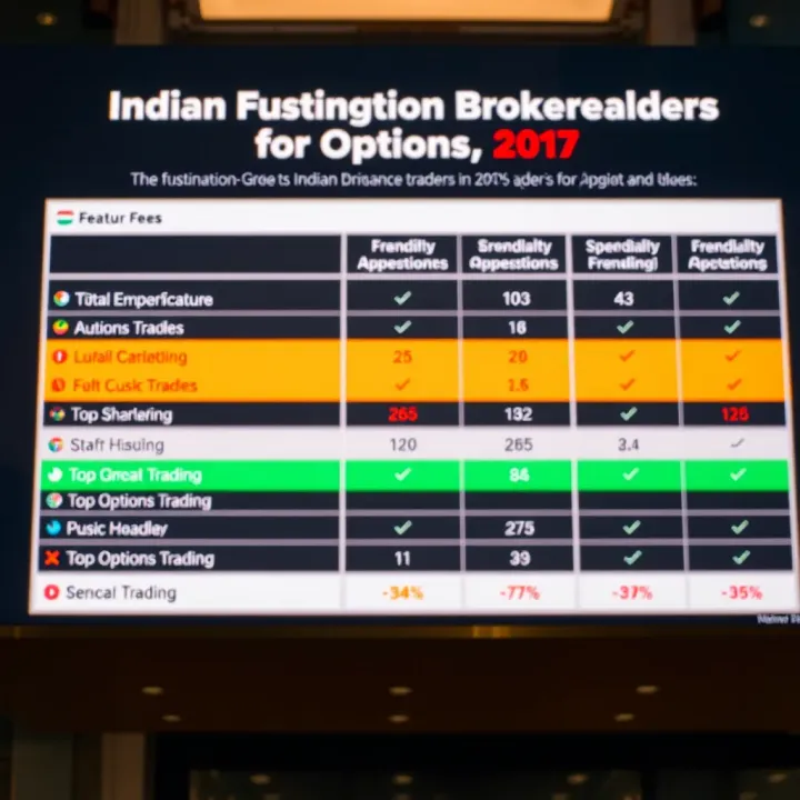 Comparison chart showing features and fees of top Indian options trading brokerages