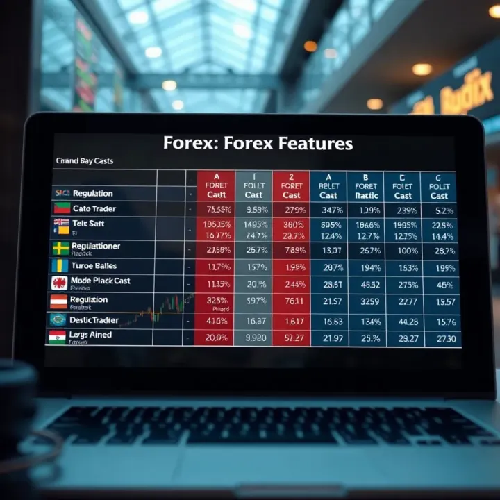 Chart showing comparison of forex broker features including regulation and trading costs