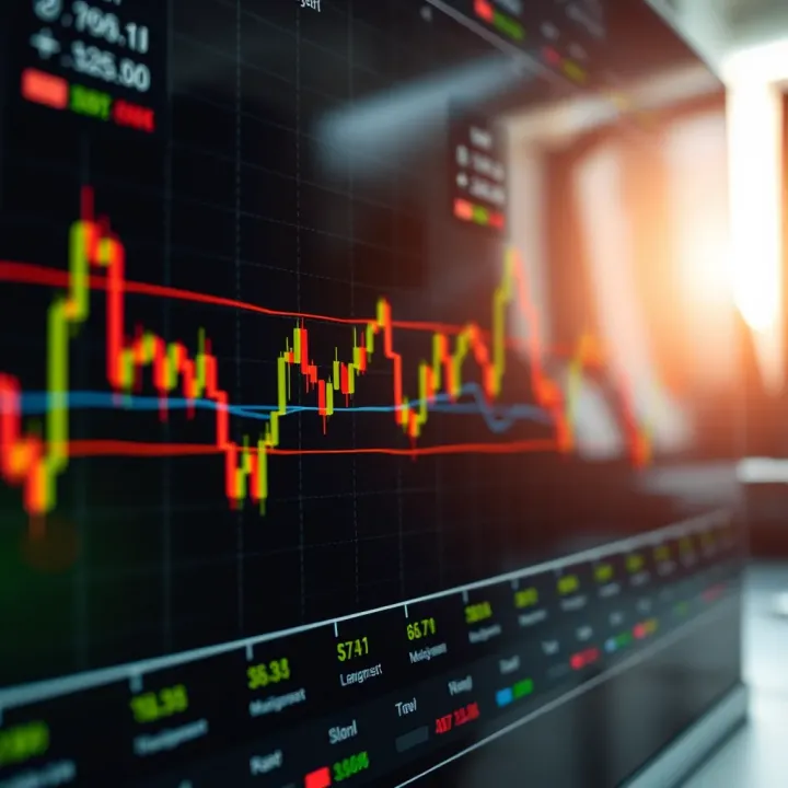 Forex trading chart showing currency pair fluctuations and market trends