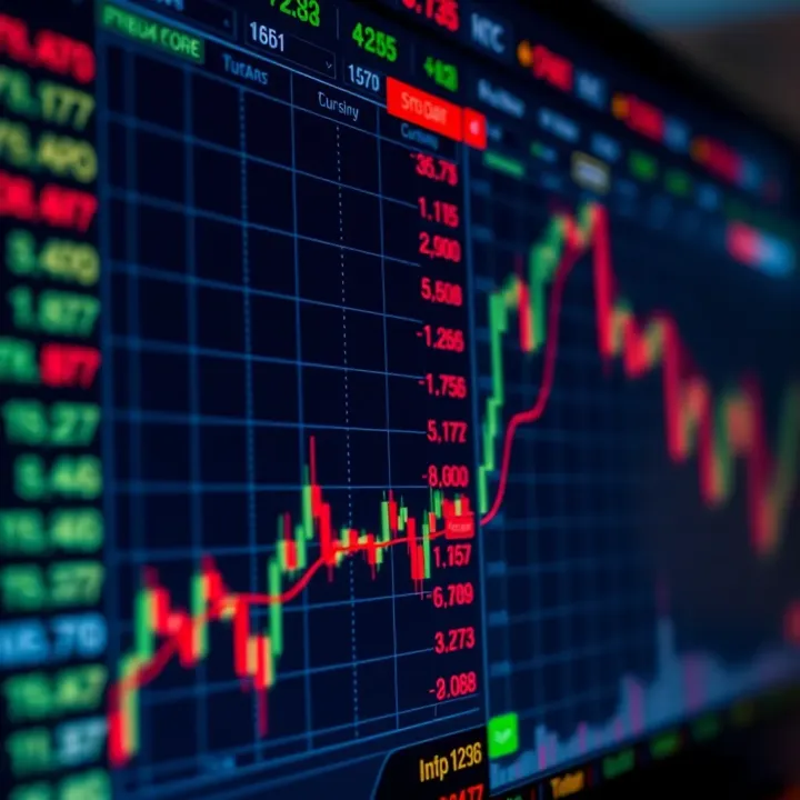 Forex trading platform interface showing currency exchange rates and charts