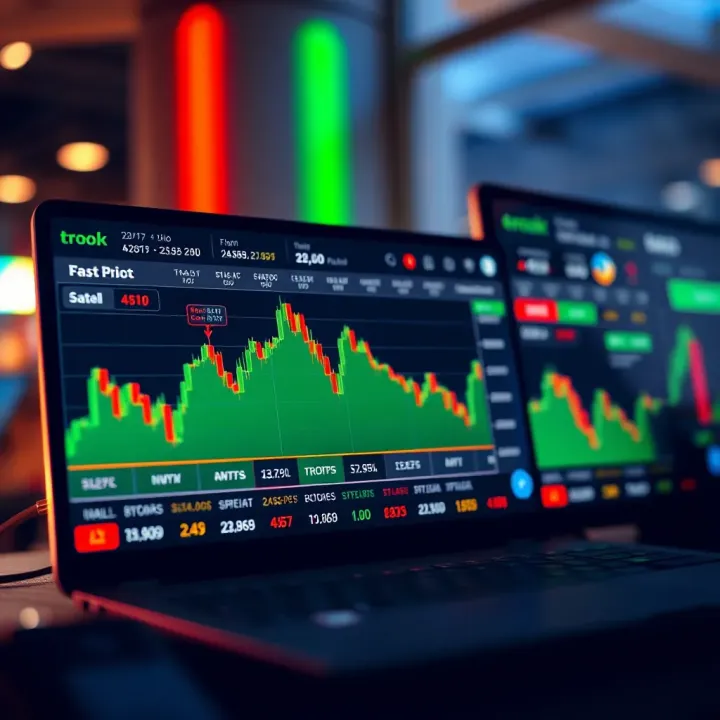 User interface of a popular Indian trading app displaying stock charts and brokerage details