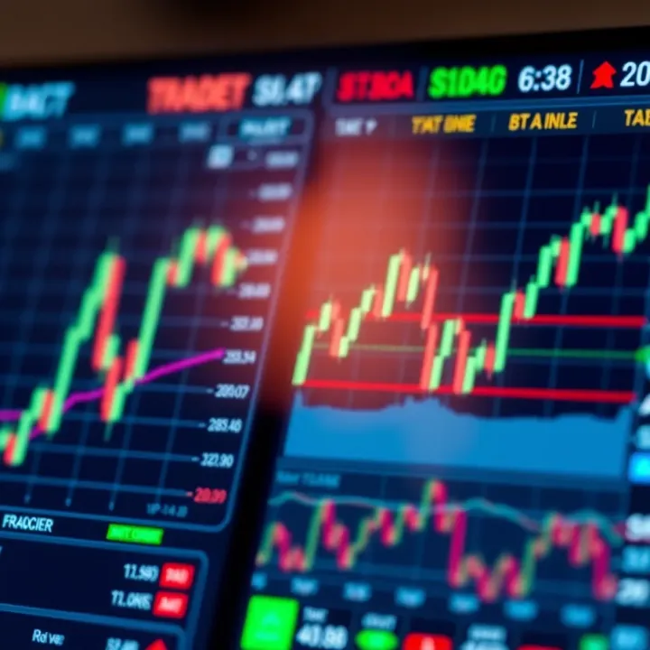 Interface of a trading app showing stock charts and market data