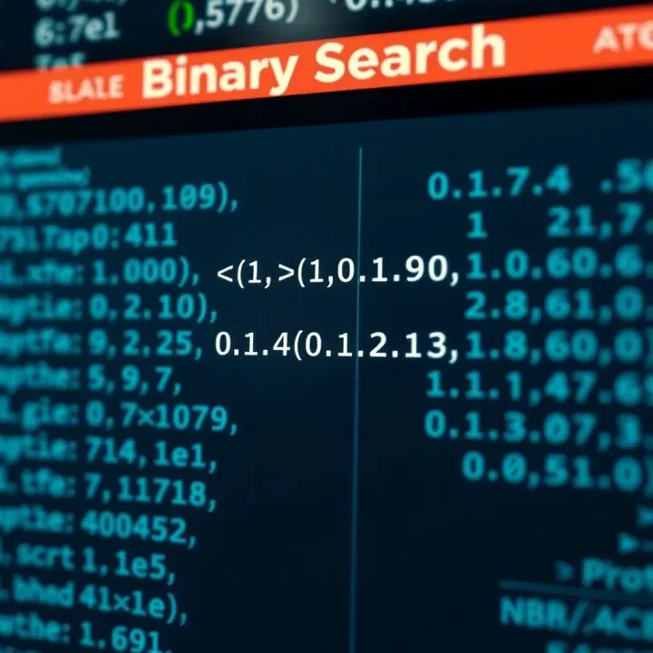 Diagram demonstrating binary search dividing a sorted list into halves to find a target value efficiently