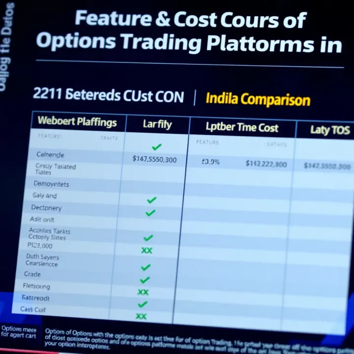 Feature and Cost Comparison of Options Trading Platforms in India Comparison chart displaying features and costs of popular options trading platforms