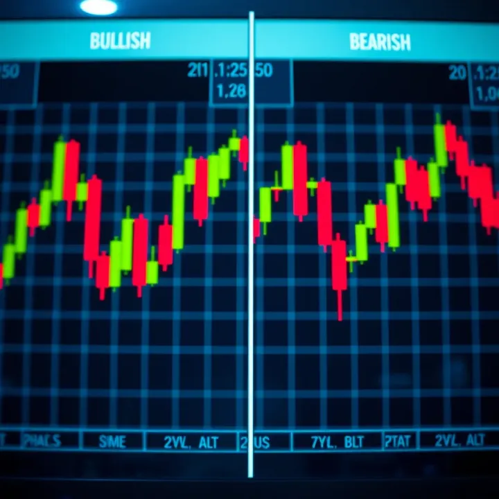 Visual comparison of bullish and bearish candlestick patterns highlighting market trend reversals