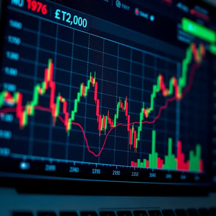 Graph showing currency exchange rates fluctuating over time