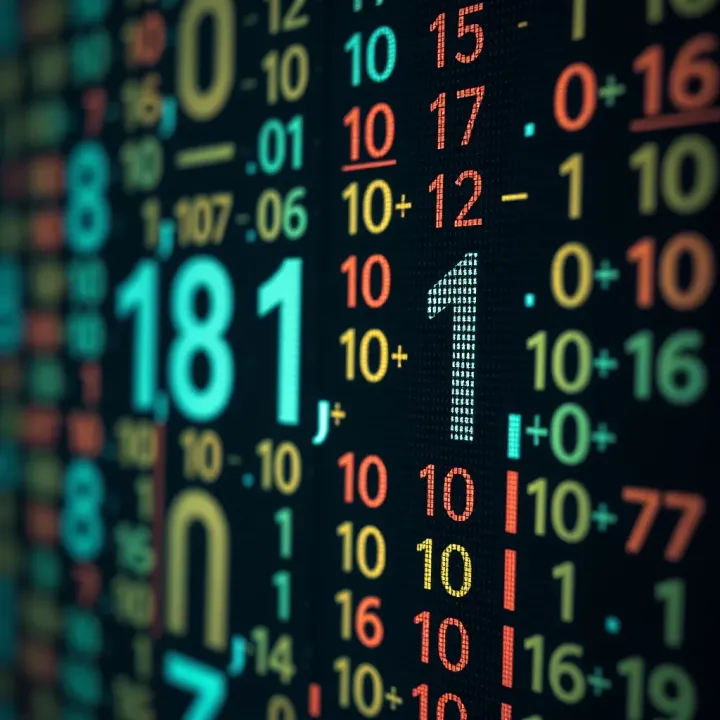 Visual representation of binary digits converting to hexadecimal symbols